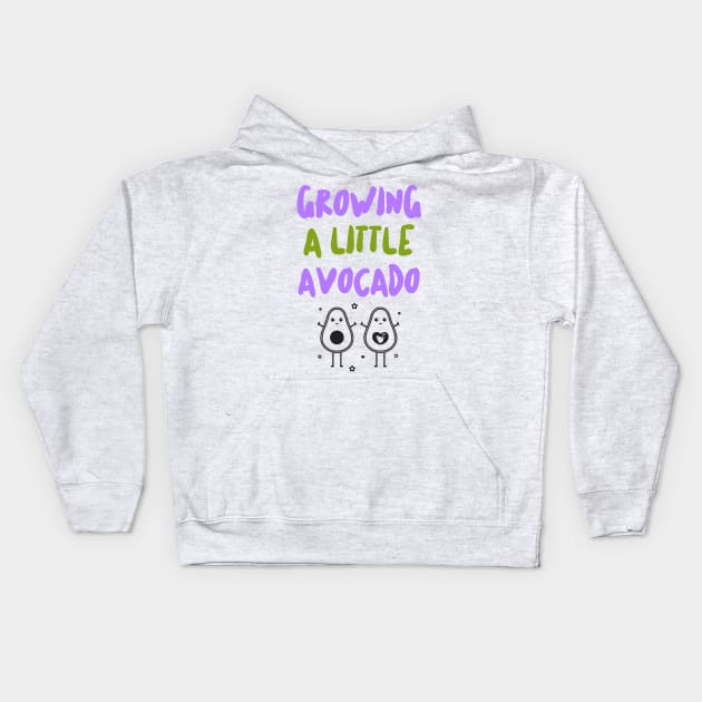 Growing a Little Avocado Cool Avocado Couple Kids Hoodie by TV Dinners